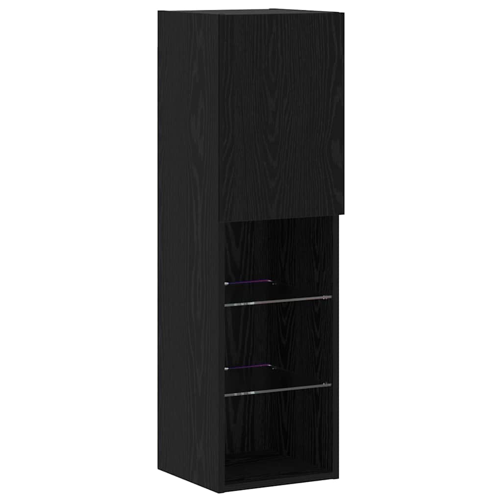 TV-Wandregal-Set 6 pcs Schwarze Eiche 30.5 x 30 x 102 cm