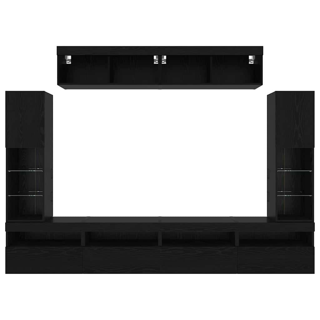 TV-Wandregal-Set 6 pcs Schwarze Eiche 30.5 x 30 x 102 cm