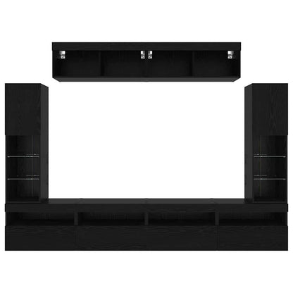 TV-Wandregal-Set 6 pcs Schwarze Eiche 30.5 x 30 x 102 cm