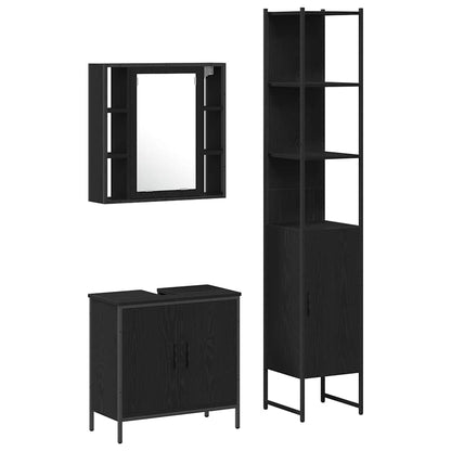 Badezimmer Waschbeckenmöbel mit Tür Schwarz 33 x 33 x 185.5 cm