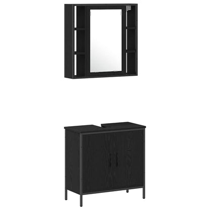 Badezimmer Waschbeckenmöbel mit Tür Schwarz 33 x 33 x 185.5 cm