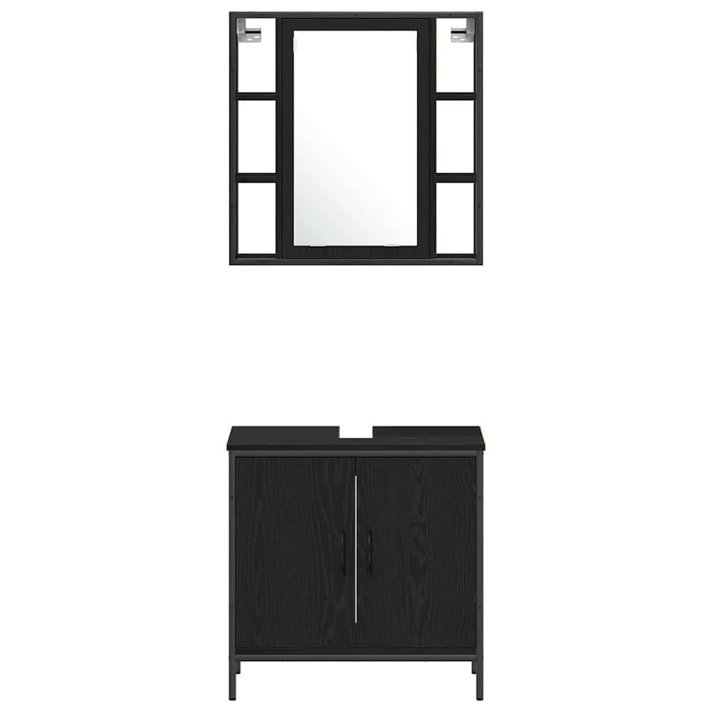 Badezimmer Waschbeckenmöbel mit Tür Schwarz 33 x 33 x 185.5 cm