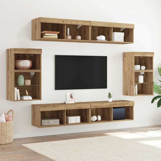 Unterhaltungszentrum 8 pcs Eiche handwerklich 40 x 28.5 x 40 cm