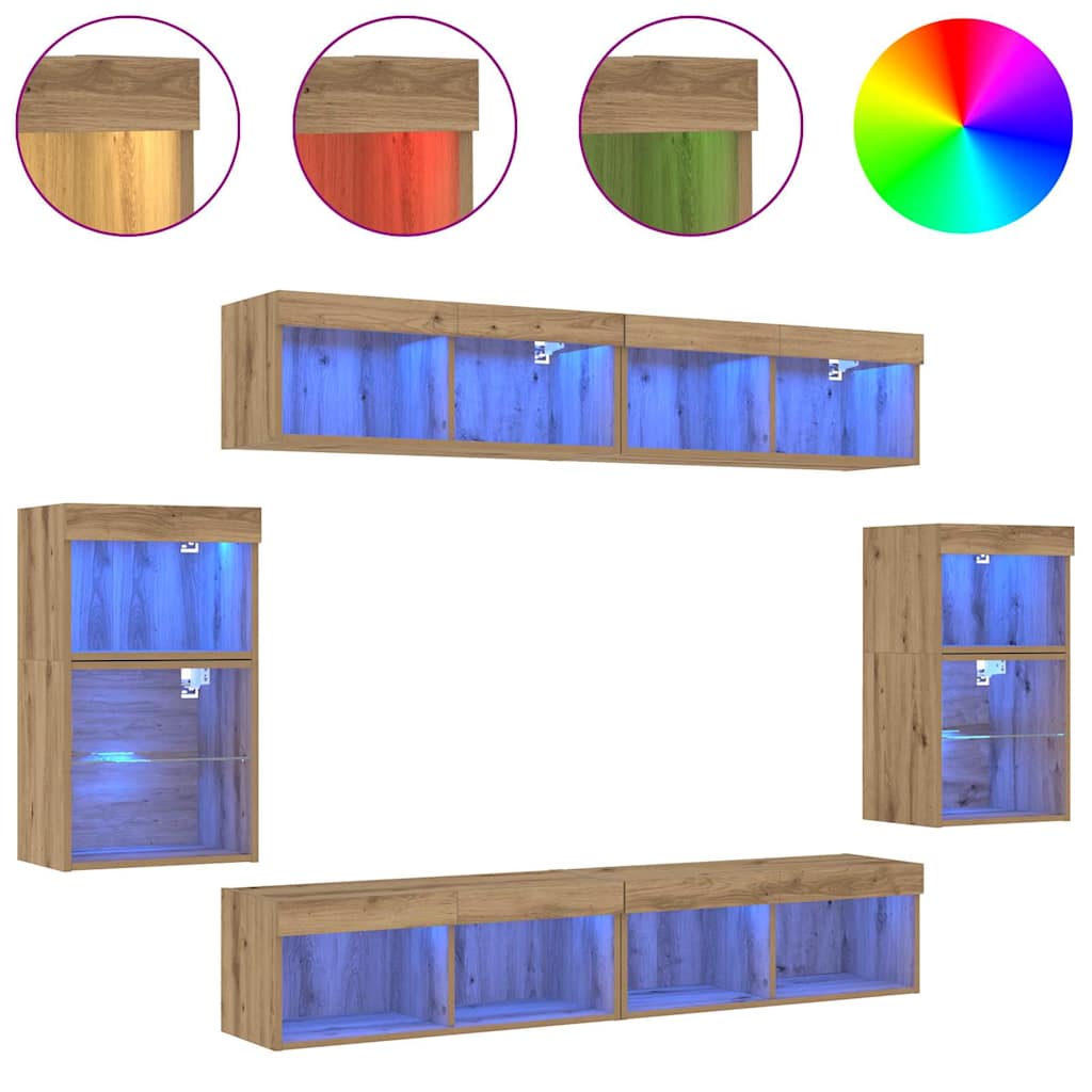 Unterhaltungszentrum 8 pcs Eiche handwerklich 40 x 28.5 x 40 cm