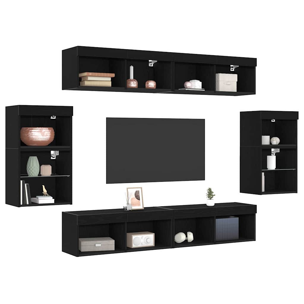 Unterhaltungszentrum 8 pcs Schwarze Eiche 40 x 28.5 x 40 cm