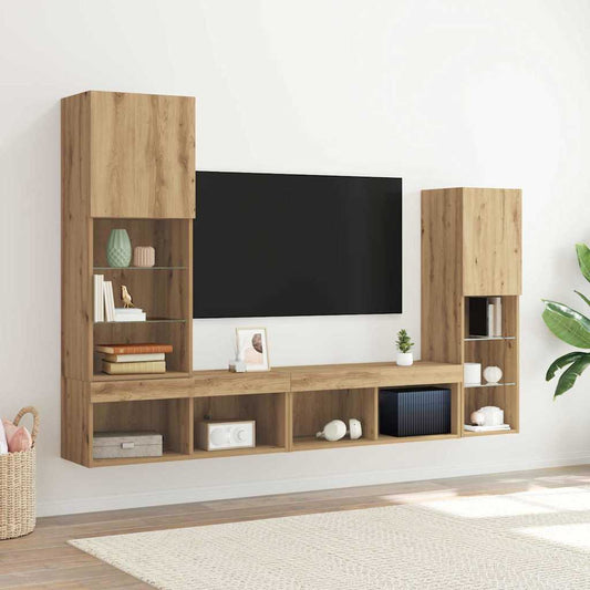 TV-Schränk 4 pcs Eiche handwerklich 40,5 x 30 x 102 cm