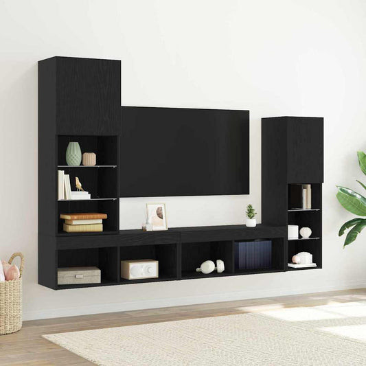 TV-Schränk 4 pcs Schwarze Eiche 40,5 x 30 x 102 cm