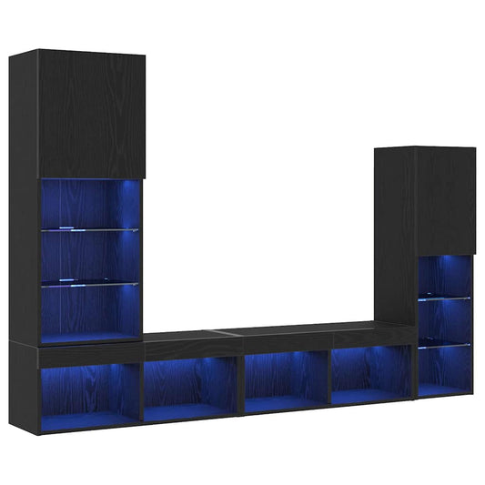 TV-Schränk 4 pcs Schwarze Eiche 40,5 x 30 x 102 cm