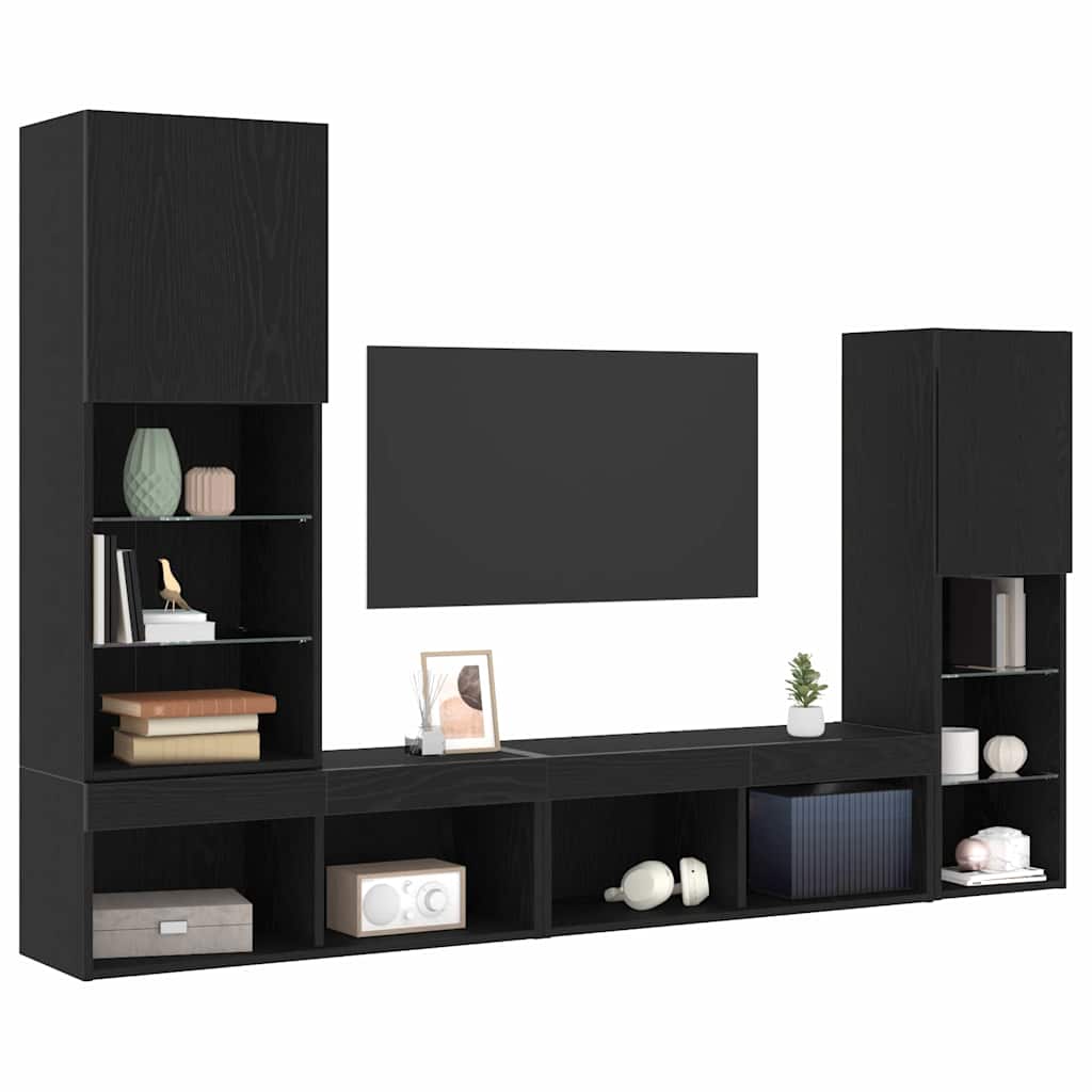 TV-Schränk 4 pcs Schwarze Eiche 40,5 x 30 x 102 cm