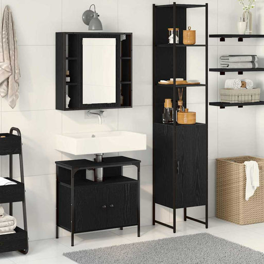 Badezimmerschrankset 3 pcs Schwarze Eiche 33 x 33 x 185.5 cm