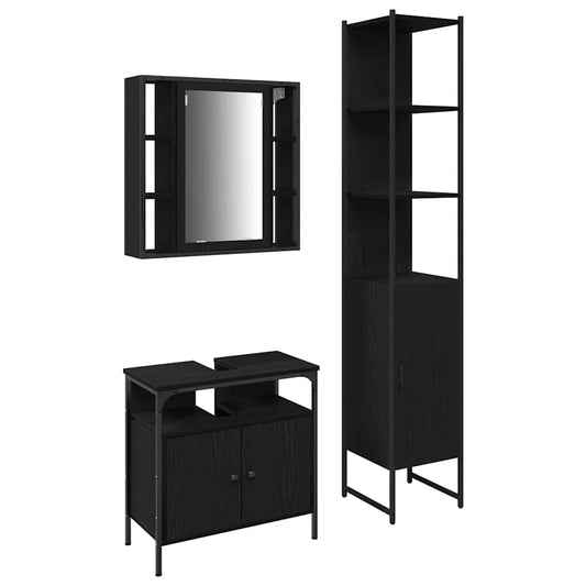 Badezimmerschrankset 3 pcs Schwarze Eiche 33 x 33 x 185.5 cm