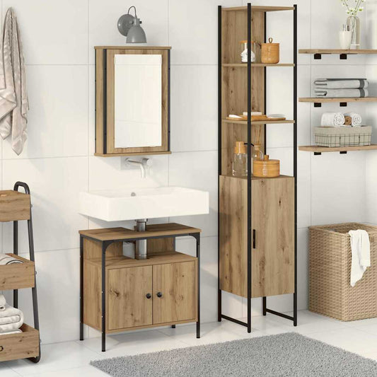 Badezimmermöbel Set 3 pcs Eiche handwerklich 33 x 33 x 185.5 cm