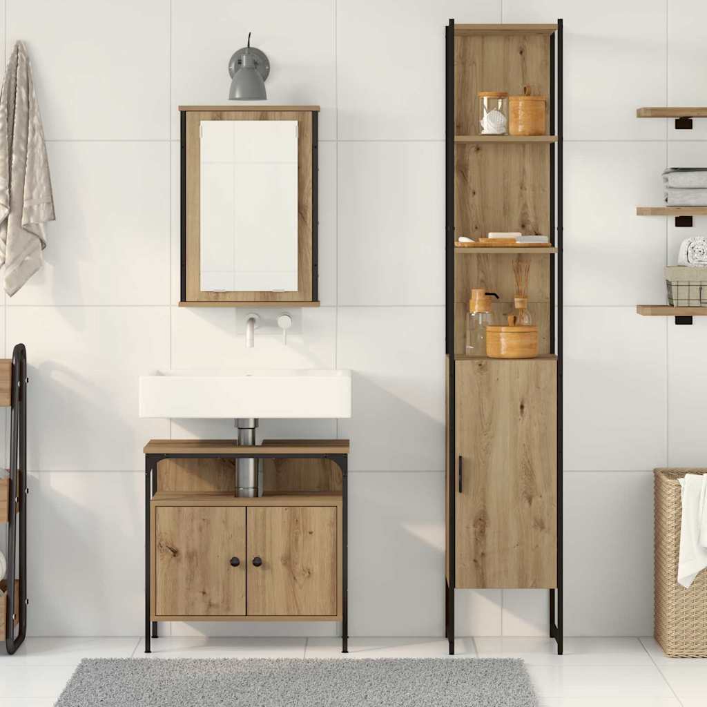 Badezimmermöbel Set 3 pcs Eiche handwerklich 33 x 33 x 185.5 cm