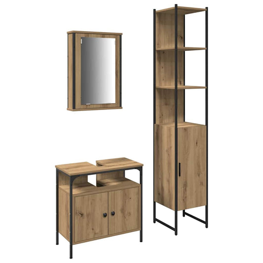 Badezimmermöbel Set 3 pcs Eiche handwerklich 33 x 33 x 185.5 cm
