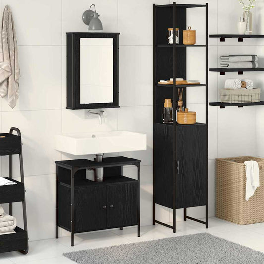 Badezimmermöbel Set 3 pcs Schwarze Eiche 33 x 33 x 185.5 cm