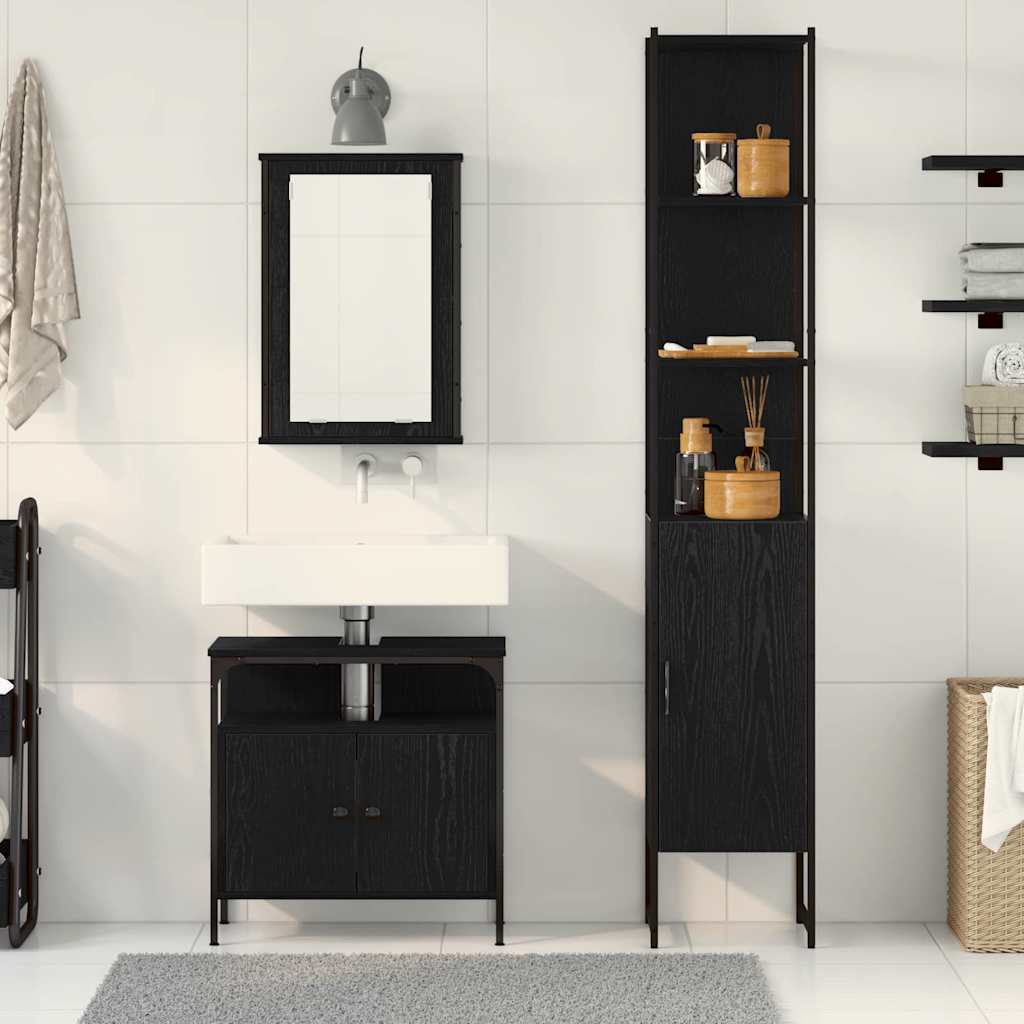 Badezimmermöbel Set 3 pcs Schwarze Eiche 33 x 33 x 185.5 cm