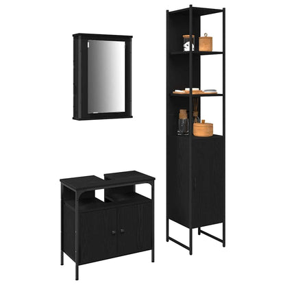 Badezimmermöbel Set 3 pcs Schwarze Eiche 33 x 33 x 185.5 cm