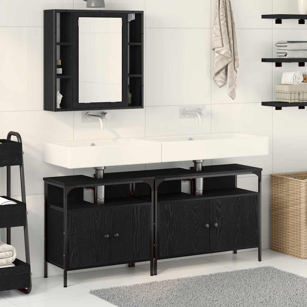 Badezimmer Waschbeckenmöbel 3 pcs Schwarz 80 x 30 x 60 cm