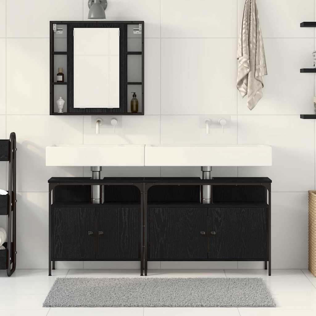 Badezimmer Waschbeckenmöbel 3 pcs Schwarz 80 x 30 x 60 cm