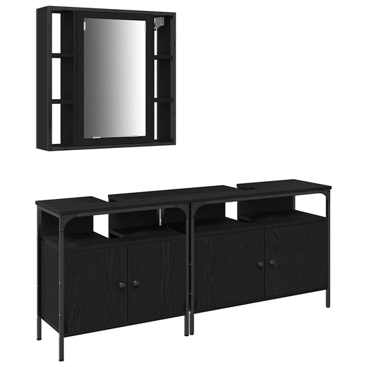 Badezimmer Waschbeckenmöbel 3 pcs Schwarz 80 x 30 x 60 cm