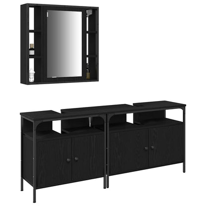 Badezimmer Waschbeckenmöbel 3 pcs Schwarz 80 x 30 x 60 cm