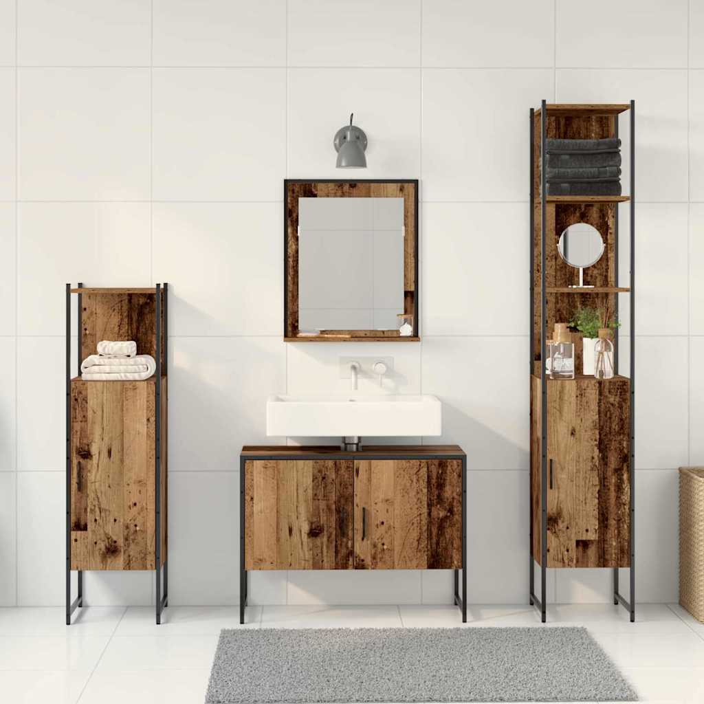 Badezimmermöbel Set mit Speicher 4 pcs Braun 33 x 33 x 185.5 cm