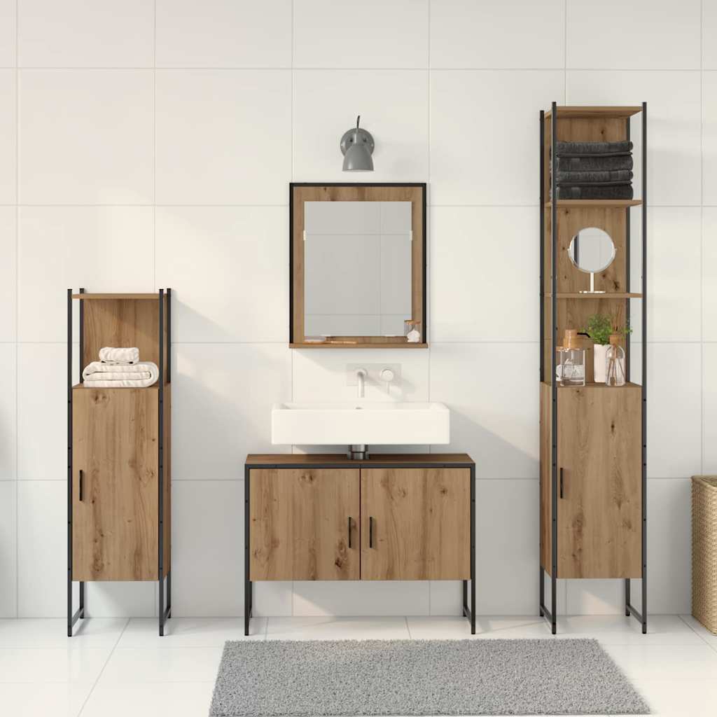 Badezimmermöbel Set mit Speicher 4 pcs Braun 33 x 33 x 185.5 cm