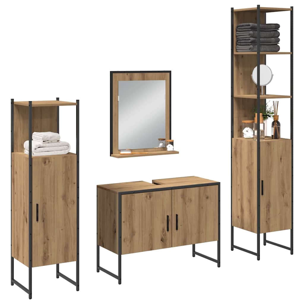 Badezimmermöbel Set mit Speicher 4 pcs Braun 33 x 33 x 185.5 cm