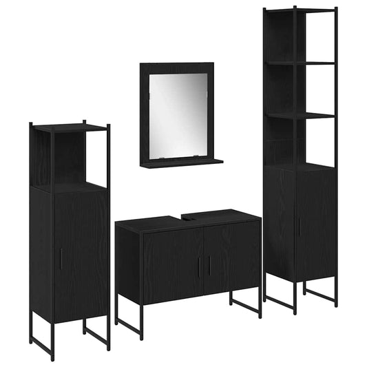 Badezimmermöbel Set mit Tür 4 pcs Schwarz 33 x 33 x 185.5 cm