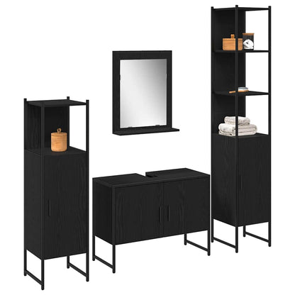 Badezimmermöbel Set mit Tür 4 pcs Schwarz 33 x 33 x 185.5 cm