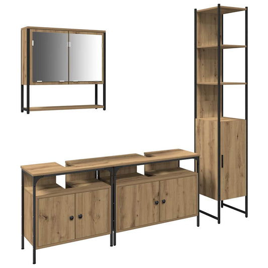 Badezimmermöbel Set 4 pcs Eiche handwerklich 33 x 33 x 185.5 cm
