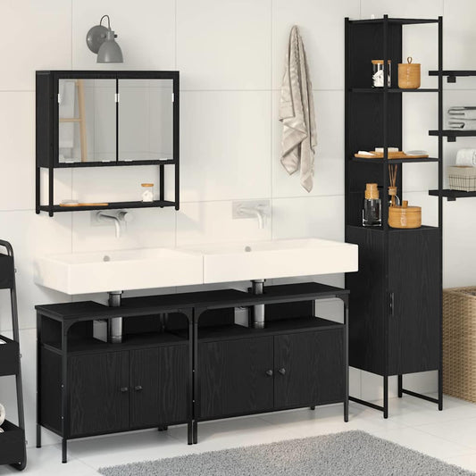 Badezimmermöbel Set 4 pcs Schwarze Eiche 33 x 33 x 185.5 cm