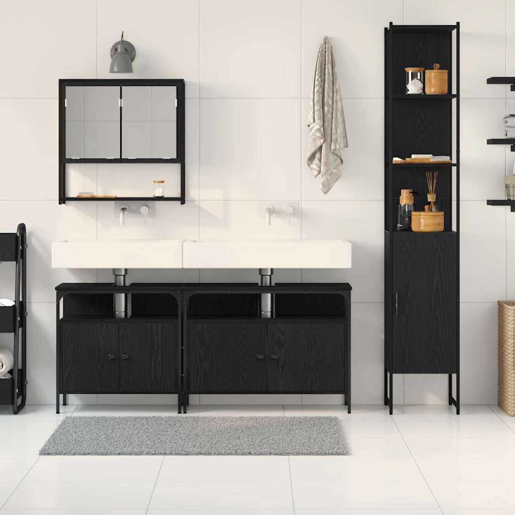 Badezimmermöbel Set 4 pcs Schwarze Eiche 33 x 33 x 185.5 cm