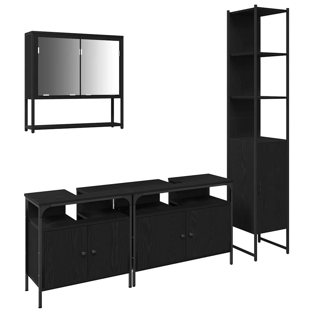 Badezimmermöbel Set 4 pcs Schwarze Eiche 33 x 33 x 185.5 cm