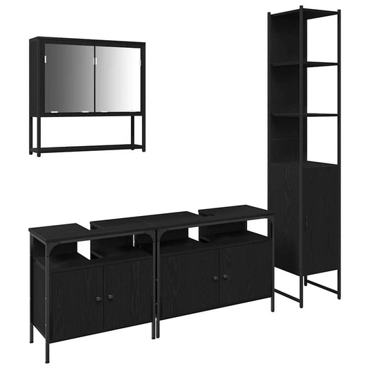 Badezimmermöbel Set 4 pcs Schwarze Eiche 33 x 33 x 185.5 cm