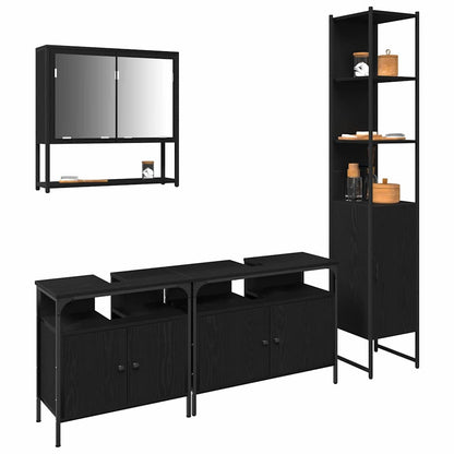 Badezimmermöbel Set 4 pcs Schwarze Eiche 33 x 33 x 185.5 cm