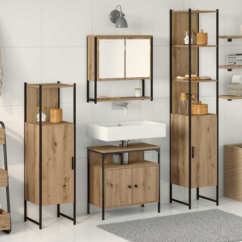 Badezimmermöbel Set 4 pcs Eiche handwerklich 33 x 33 x 185.5 cm