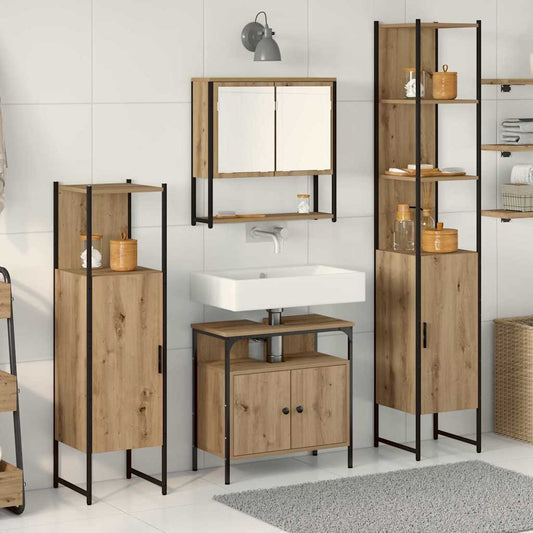 Badezimmermöbel Set 4 pcs Eiche handwerklich 33 x 33 x 185.5 cm