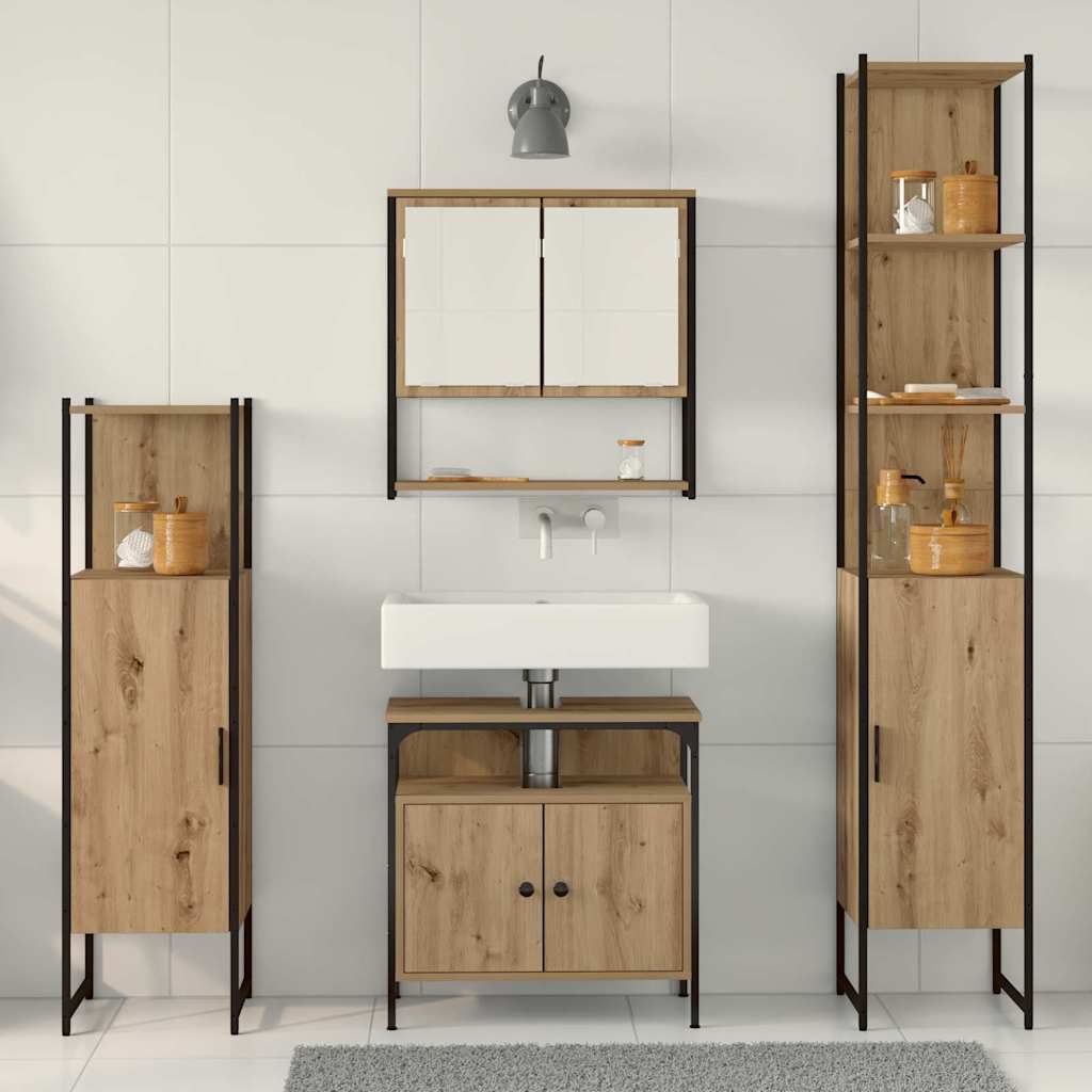Badezimmermöbel Set 4 pcs Eiche handwerklich 33 x 33 x 185.5 cm