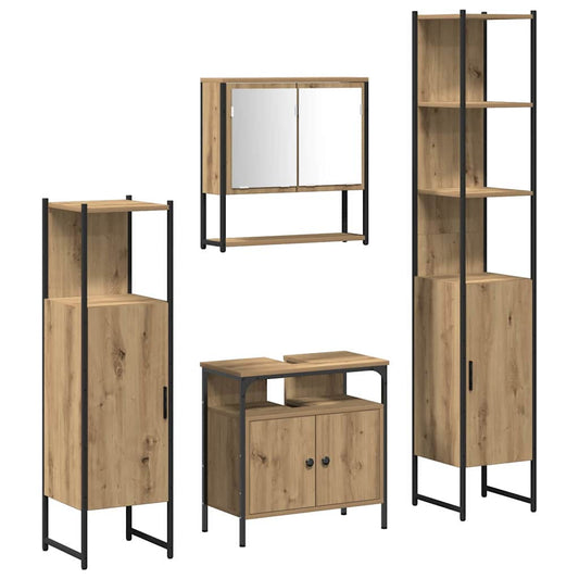 Badezimmermöbel Set 4 pcs Eiche handwerklich 33 x 33 x 185.5 cm