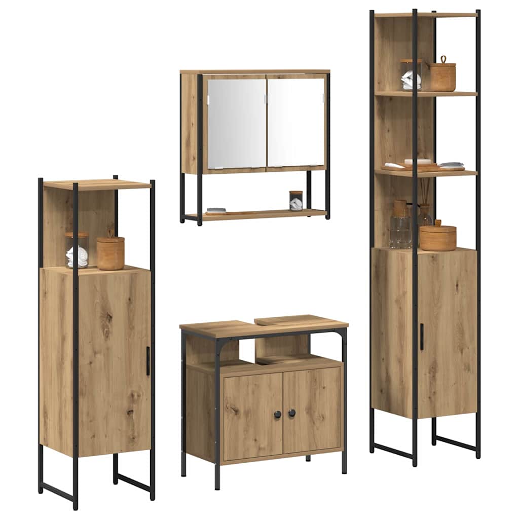 Badezimmermöbel Set 4 pcs Eiche handwerklich 33 x 33 x 185.5 cm