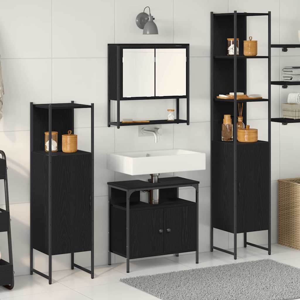 Badezimmermöbel Set 4 pcs Schwarze Eiche 33 x 33 x 185.5 cm