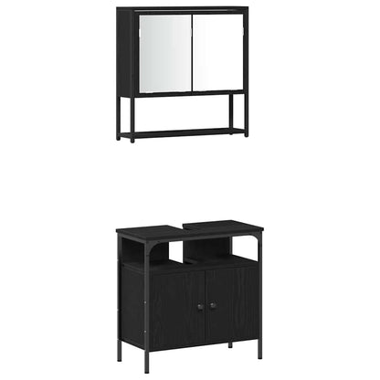 Badezimmermöbel Set 4 pcs Schwarze Eiche 33 x 33 x 185.5 cm