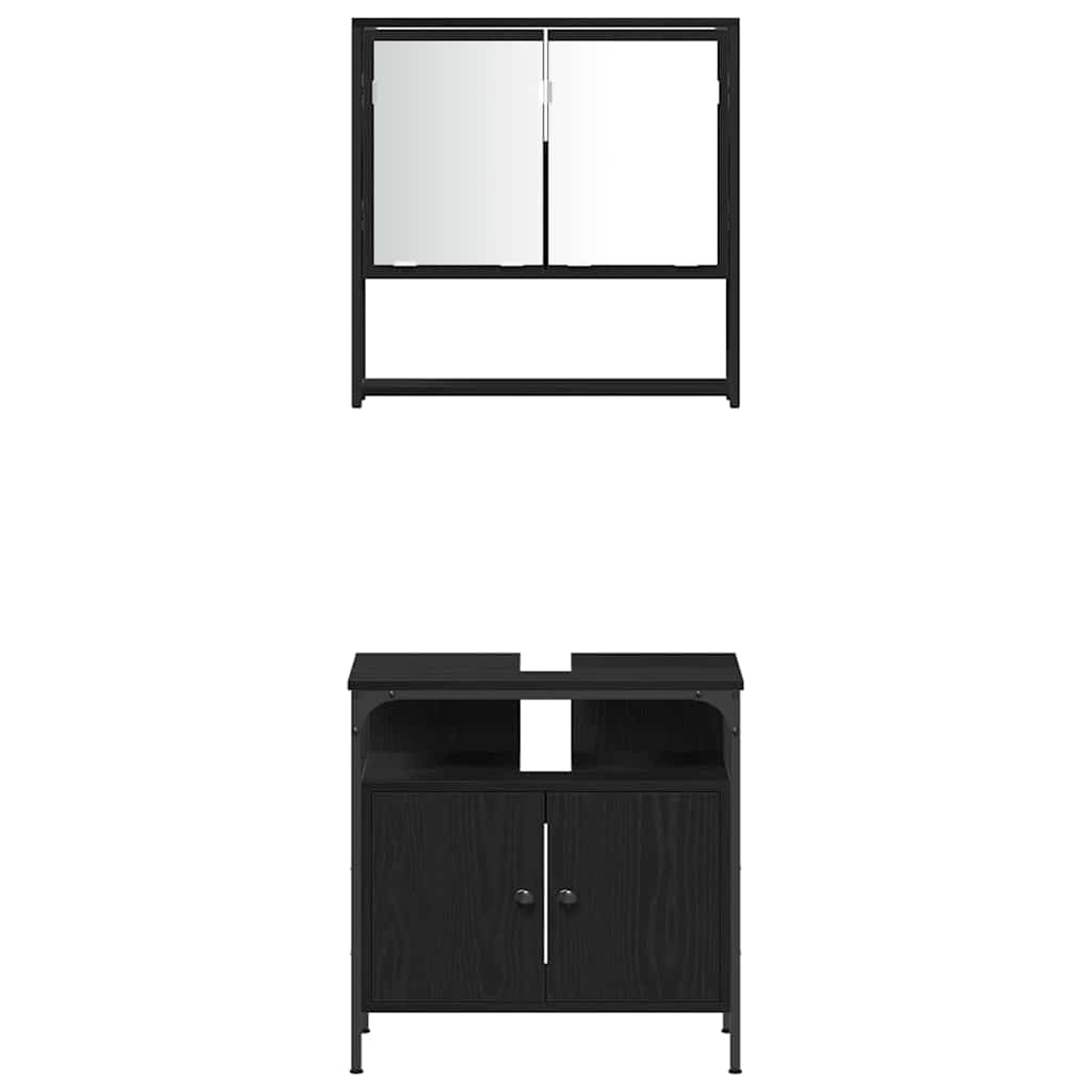 Badezimmermöbel Set 4 pcs Schwarze Eiche 33 x 33 x 185.5 cm