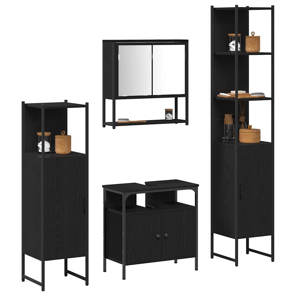 Badezimmermöbel Set 4 pcs Schwarze Eiche 33 x 33 x 185.5 cm