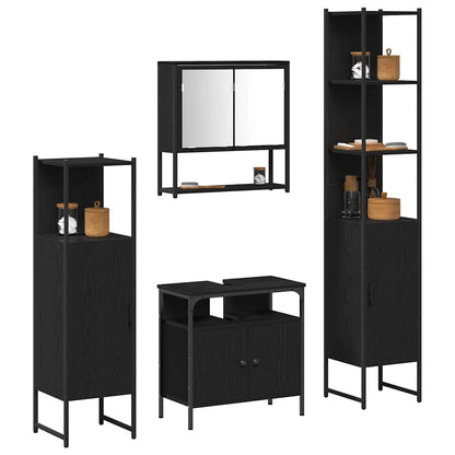 Badezimmermöbel Set 4 pcs Schwarze Eiche 33 x 33 x 185.5 cm