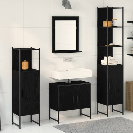 Badezimmermöbel Set mit Tür 4 pcs Schwarz 33 x 33 x 185.5 cm