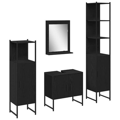 Badezimmermöbel Set mit Tür 4 pcs Schwarz 33 x 33 x 185.5 cm