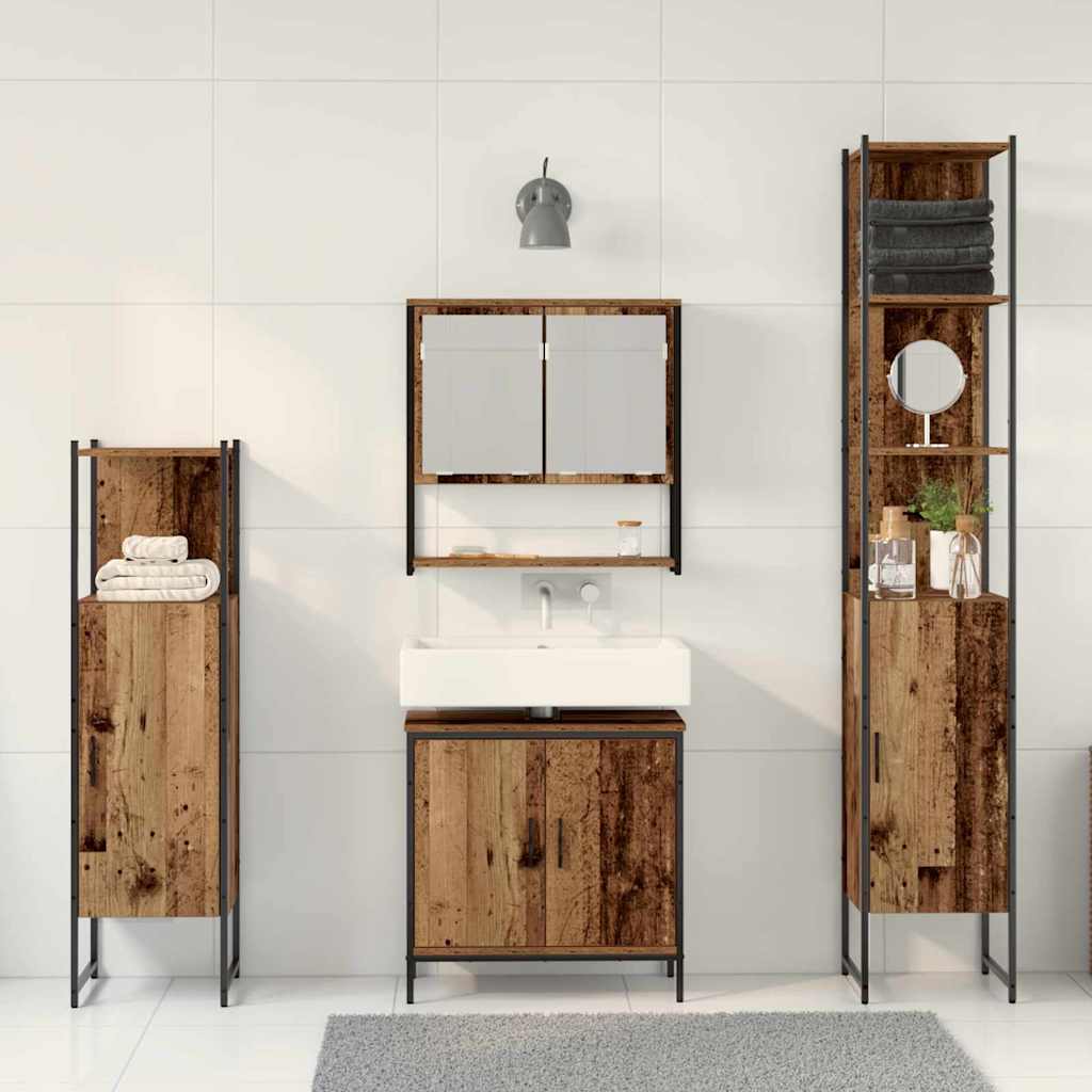 Badezimmermöbel Set mit Speicher 4 pcs Braun 33 x 33 x 185.5 cm