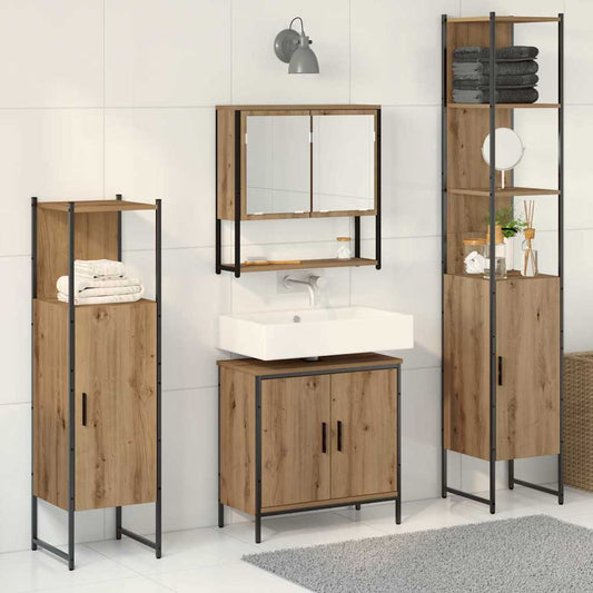 Badezimmermöbel Set mit Speicher 4 pcs Braun 33 x 33 x 185.5 cm
